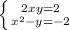 \left \{ {{2x+y=2} \atop {x^2-y=-2}} \right.