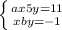 \left \{ {{ax+5y=11} \atop {x+by=-1}} \right.