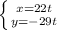 \left \{ {{x=2+2t} \atop {y=-2+9t}} \right.