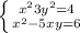 \left \{ {{x^{2} + 3y^{2} =4} \atop {x^{2} - 5xy=6}} \right.