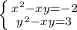 \left \{ {{x^{2}-xy =-2} \atop {y^{2}- xy=3}} \right.