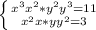 \left \{ {{x^{3} +x^{2} *y^{2}+y^{3} =11} \atop {x^{2} +x*y+y^{2}=3 }} \right.