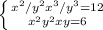 \left \{ {{x^2/y^2+x^3/y^3=12} \atop {x^2y^2+xy=6}} \right.