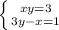 \left \{ {{x+y=3} \atop {3y-x=1}} \right.