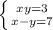 \left \{ {{x+y=3} \atop {x-y=7}} \right.