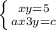 \left \{ {{x+y=5} \atop {ax+3y=c}} \right.