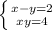 \left \{ {{x-y=2} \atop {xy=4}} \right.