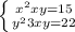 \left \{ {x^2+xy=15 } \atop {y^{2}+3xy=22 } \right.