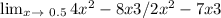 \lim_{x \to \ 0.5} 4x^2-8x+3/ 2x^2-7x+3