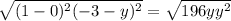 \sqrt{(1-0)^{2} + (-3-y)^{2}} =\sqrt{1+9+6y+y^{2}}
