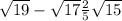 \sqrt{19} - \sqrt{17} + \frac{2}{5} + \sqrt{15}