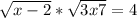 \sqrt{x-2} *\sqrt{3x+7}=4
