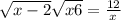 \sqrt{x-2} +\sqrt{x+6} =\frac{12}{x}