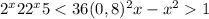 {2^x+2+2^x+5< 36 \\ (0,8)^2x-x^2> 1