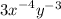 {3x}^{-4}{y}^{-3}