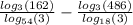  \frac{ log_{3}(162) }{ log_{54}(3) } - \frac{ log_{3}(486) }{ log_{18}(3) } 