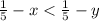  \frac{1}{5} - x < \frac{1}{5} - y 