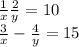  \frac{1}{x} + \frac{2}{y} = 10 \\ \frac{3}{x} - \frac{4}{y} = 15