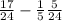  \frac{17}{24} - \frac{1}{5} + \frac{5}{24} 