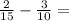  \frac{2}{15} - \frac{3}{10} = 