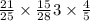  \frac{21}{25} \times \frac{15}{28} + 3 \times\frac{4}{5} 