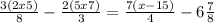  \frac{3(2x + 5)}{8} - \frac{2(5x + 7)}{3} = \frac{7(x - 15)}{4} - 6 \frac{7}{8} 