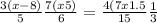  \frac{3(x - 8)}{5} + \frac{7(x + 5)}{6} = \frac{4(7x +1.5}{15} + \frac{1}{3} 