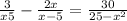  \frac{3}{x + 5} - \frac{2x}{x - 5} = \frac{30}{25 - {x }^{2} } 