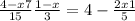  \frac{4 - x7}{15} + \frac{1 - x}{3 } = 4 - \frac{2x +1 }{5} 