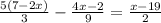  \frac{5(7 - 2x) }{3} - \frac{4x - 2}{9} = \frac{x - 19}{2} 