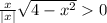  \frac{x}{ |x| } \sqrt{4 - {x}^{2} } > 0