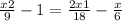  \frac{x + 2}{9} - 1 = \frac{2x + 1}{18} - \frac{x}{6} 