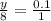  \frac{y}{8} = \frac{0.1}{1} 