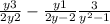  \frac{y + 3}{2y + 2} - \frac{y + 1}{2y - 2} + \frac{3}{ {y}^{2} - 1} 