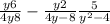  \frac{y + 6}{4y + 8} - \frac{y + 2}{4y - 8} + \frac{5}{ {y}^{2} - 4} 