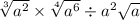  \sqrt[3]{ {a}^{2} } \times \sqrt[4]{ {a}^{6 } } \div {a}^{2} \sqrt{a} 