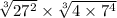  \sqrt[3]{2 + {7}^{2} } \times \sqrt[3]{4 \times 7 {}^{4} } 