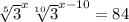  \sqrt[5]{3}^{x} + \sqrt[10]{3}^{x - 10} = 84