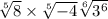  \sqrt[5]{8} \times \sqrt[5]{ - 4} + \sqrt[6]{3 {}^{6} } \\ 