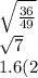 \sqrt{ \frac{36}{49} } \\ \sqrt{7} \\ 1.6(2) \\ \sqrt{5} + 2