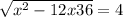  \sqrt{x {}^{2} - 12x + 36 } = 4