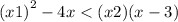  {( x + 1)}^{2} - 4x < (x + 2)(x - 3)