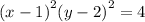  {(x - 1)}^{2} + {(y - 2)}^{2} = 4