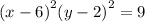  {(x - 6) }^{2} + {(y - 2)}^{2} = 9