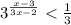  {3}^{ \frac{x - 3}{3x - 2} } < \frac{1}{3} 