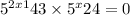  {5}^{2x + 1} + 43 \times {5}^{x} + 24 = 0