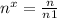  {n}^{x} = \frac{n}{n + 1} 