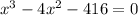  {x}^{3} - 4 {x}^{2} - 4 + 16 = 0