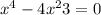  {x}^{4} - 4 {x}^{2} + 3 = 0