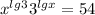  {x} ^ {lg} ^ {3} + {3} ^ {lgx} = 54 